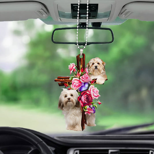 Havanese Roses And Jesus Car Hanging Ornament Dog Ornaments For Auto Car Godmerc - Best gifts your whole family