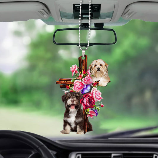 Havanese Roses And Jesus Car Hanging Ornament Dog Ornaments For Car Godmerc - Best gifts your whole family