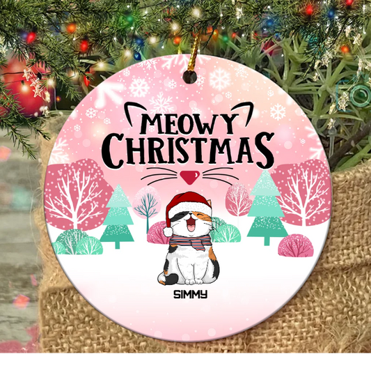 Meowy Christmas Custom Ceramic Ornament - Best gifts your whole family