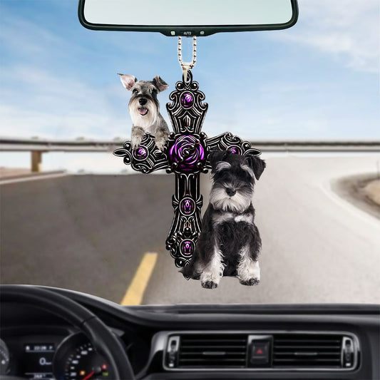 Miniature Schnauzer Pray For God Car Hanging Ornament Dog Pray For God Ornament Godmerc - Best gifts your whole family