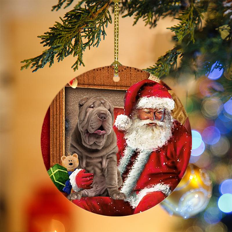 Ornament- Shar Pei With Santa Christmas Ornament, Happy Christmas Ornament, Car Ornament - Best gifts your whole family