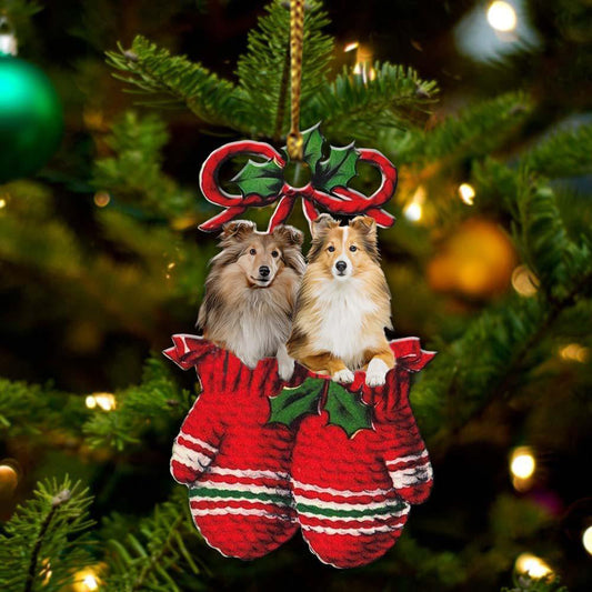 Ornament- Sheltie Inside Your Gloves Christmas Holiday-Two Sided Ornament, Christmas Ornament, Car Ornament - Best gifts your whole family