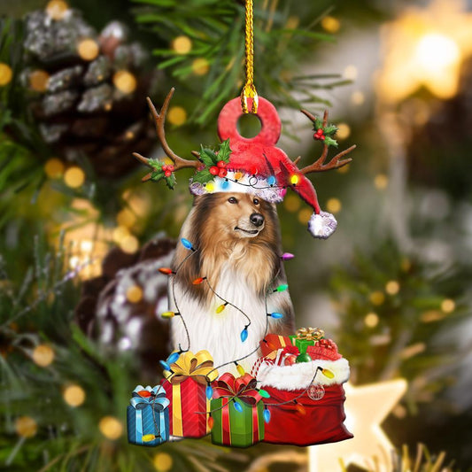 Ornament- Shetland Sheepdog Christmas Shape Ornament, Happy Christmas Ornament, Car Ornament - Best gifts your whole family