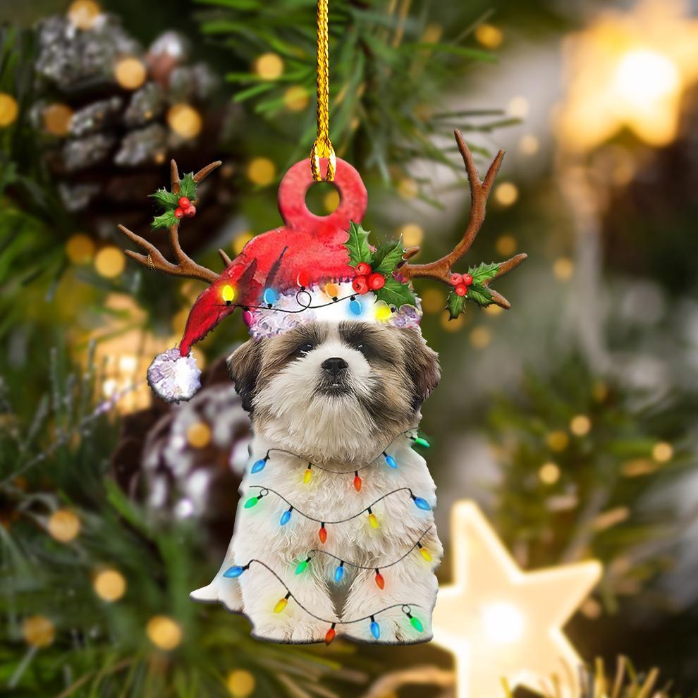 Ornament- Shih Tzu Christmas Shape Ornament, Happy Christmas Ornament, Car Ornament - Best gifts your whole family