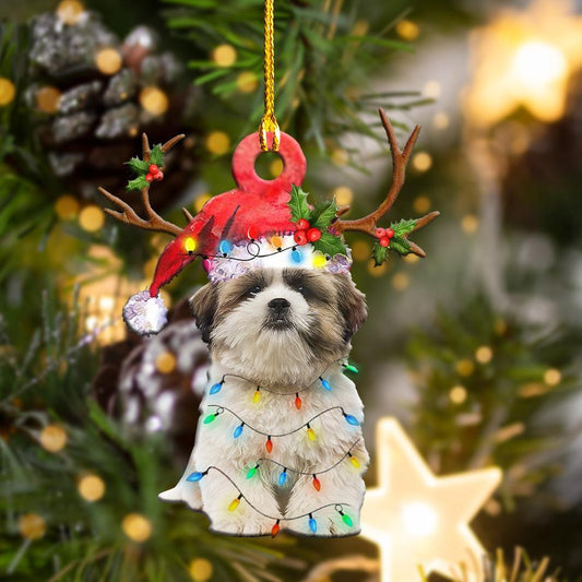 Ornament- Shih Tzu Christmas Shape Ornament, Happy Christmas Ornament, Car Ornament - Best gifts your whole family