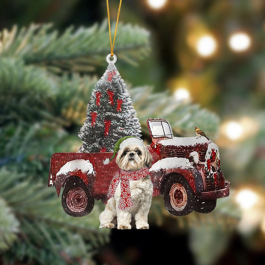 Ornament- Shih Tzu-Christmas Truck Two Sided Ornament, Happy Christmas Ornament, Car Ornament - Best gifts your whole family