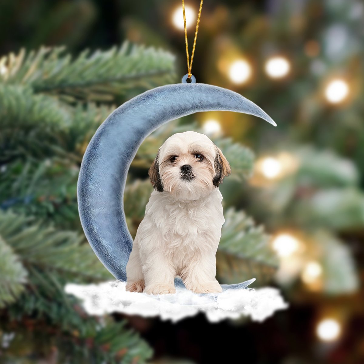 Ornament- Shih Tzu Sits On The Moon Hanging Ornament Dog Ornament, Car Ornament, Christmas Ornament - Best gifts your whole family