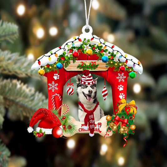 Ornament- Siberian Husky-Christmas House Two Sided Ornament, Happy Christmas Ornament, Car Ornament - Best gifts your whole family