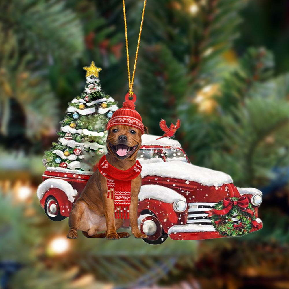 Ornament- Staffordshire Bull Terrier 2-Christmas Car Two Sided Ornament, Christmas Ornament, Car Ornament - Best gifts your whole family
