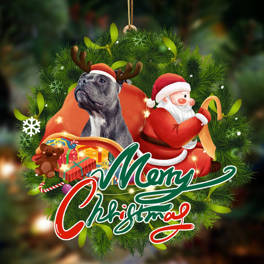 Ornament- Staffordshire Bull Terrier1-Santa & dog Hanging Ornament, Happy Christmas Ornament, Car Ornament - Best gifts your whole family