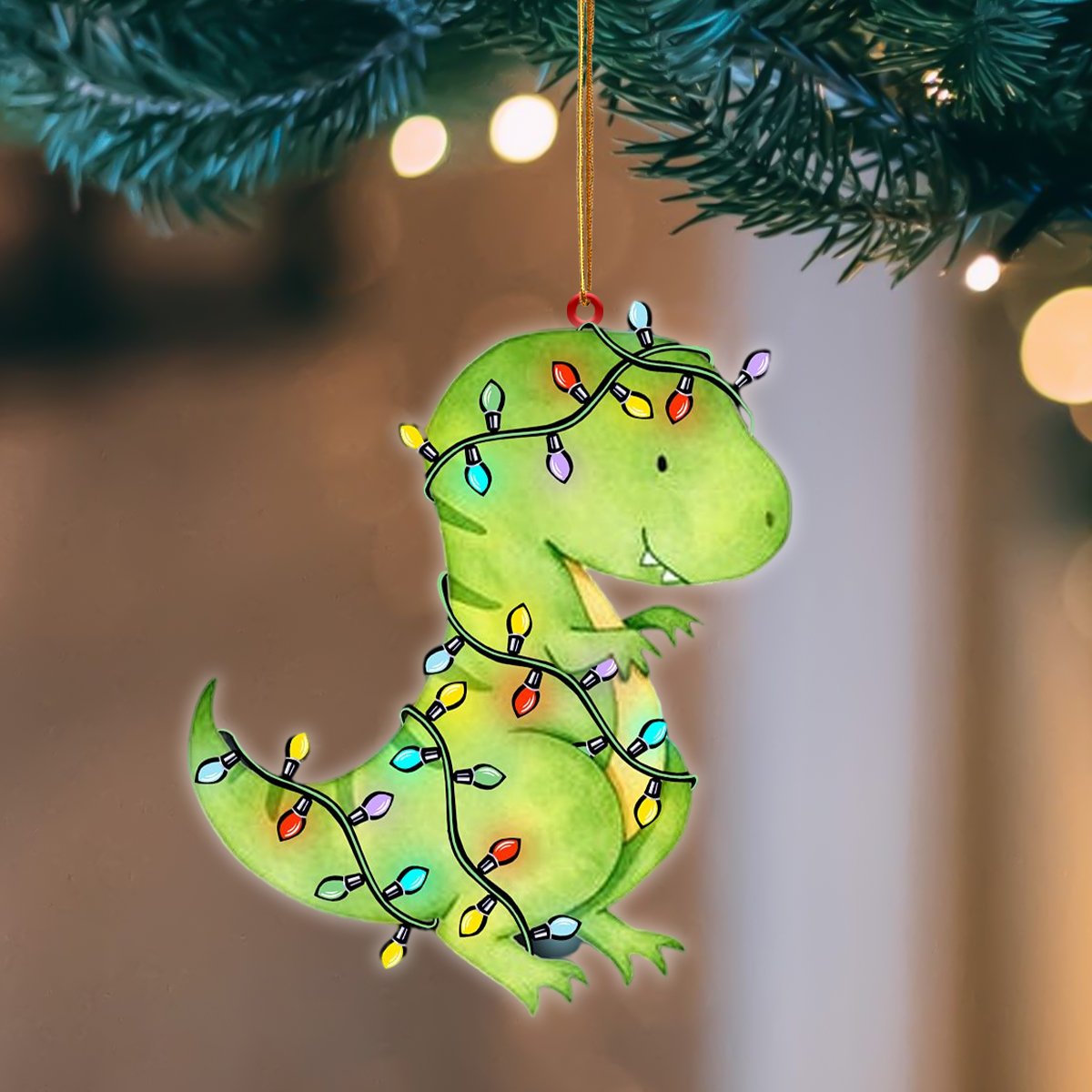 Ornament- T Rex Christmas Light Hanging Ornament Dog Ornament, Car Ornament, Christmas Ornament - Best gifts your whole family