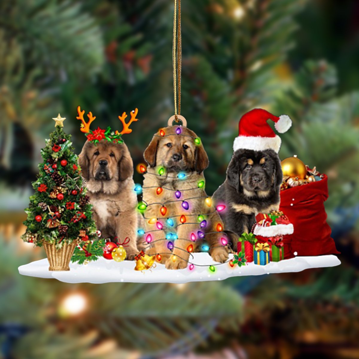 Ornament- Tibetan Mastiff-Christmas Dog Friends Hanging Ornament, Happy Christmas Ornament, Car Ornament - Best gifts your whole family