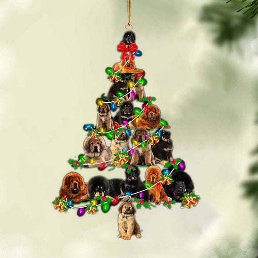 Ornament- Tibetan Mastiff-Christmas Tree Lights-Two Sided Ornament, Happy Christmas Ornament, Car Ornament - Best gifts your whole family