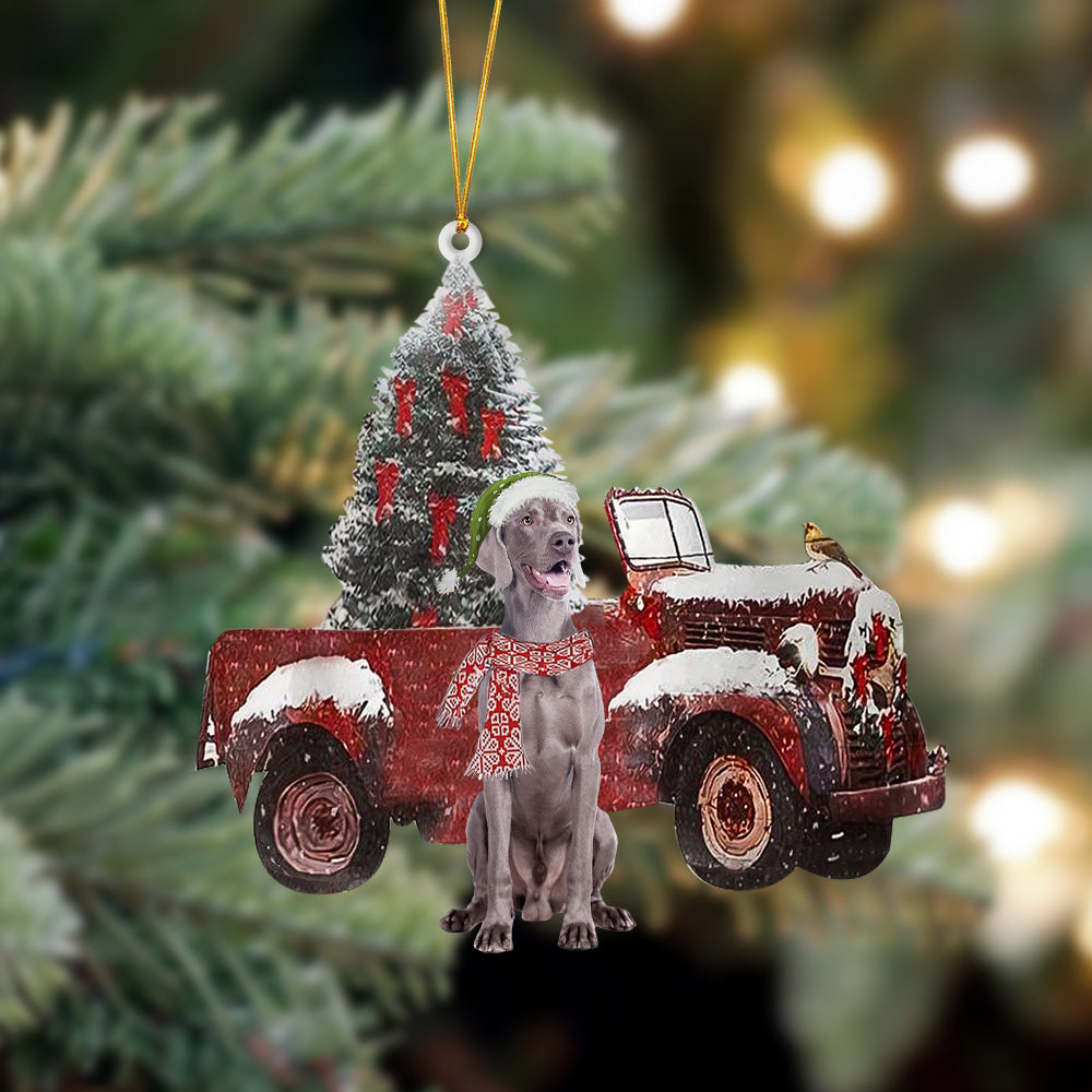 Ornament- Weimaraner-Christmas Truck Two Sided Ornament, Happy Christmas Ornament, Car Ornament - Best gifts your whole family