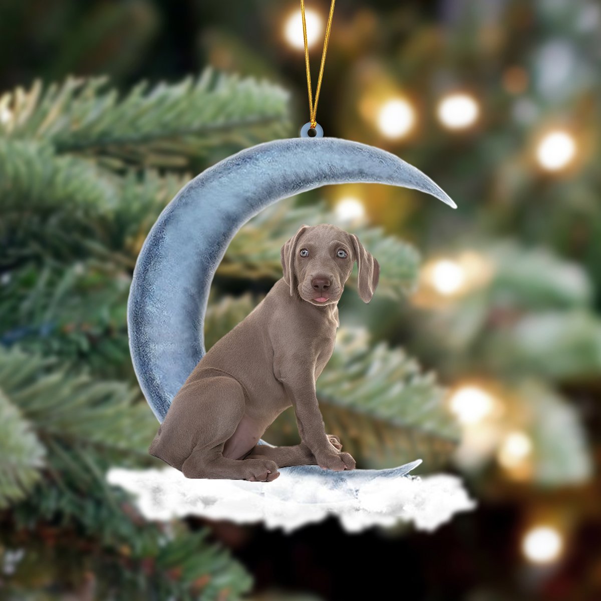 Ornament- Weimaraner Sits On The Moon Hanging Ornament Dog Ornament, Car Ornament, Christmas Ornament - Best gifts your whole family