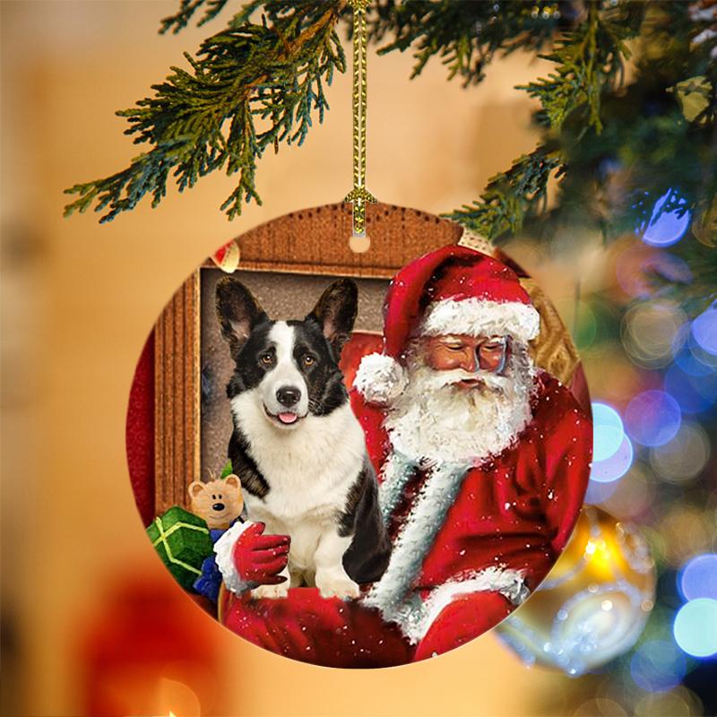 Ornament- Welsh Corgi With Santa Christmas Ornament, Happy Christmas Ornament, Car Ornament - Best gifts your whole family