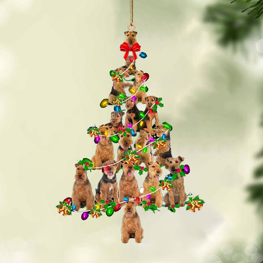 Ornament- Welsh Terrier-Christmas Tree Lights-Two Sided Ornament, Happy Christmas Ornament, Car Ornament - Best gifts your whole family