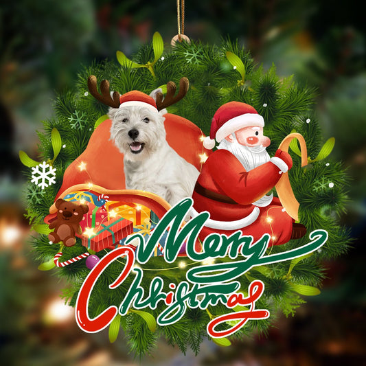 Ornament- West Highland White Terrier-Santa & dog Hanging Ornament, Happy Christmas Ornament, Car Ornament - Best gifts your whole family