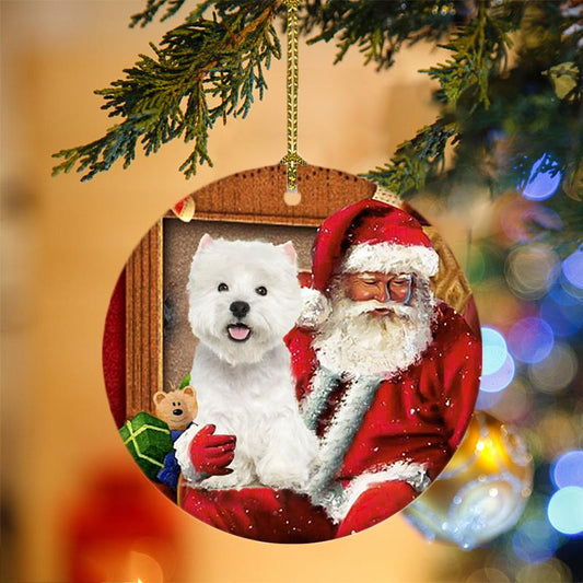 Ornament- West Highland White Terrier With Santa Christmas Ornament, Happy Christmas Ornament, Car Ornament - Best gifts your whole family