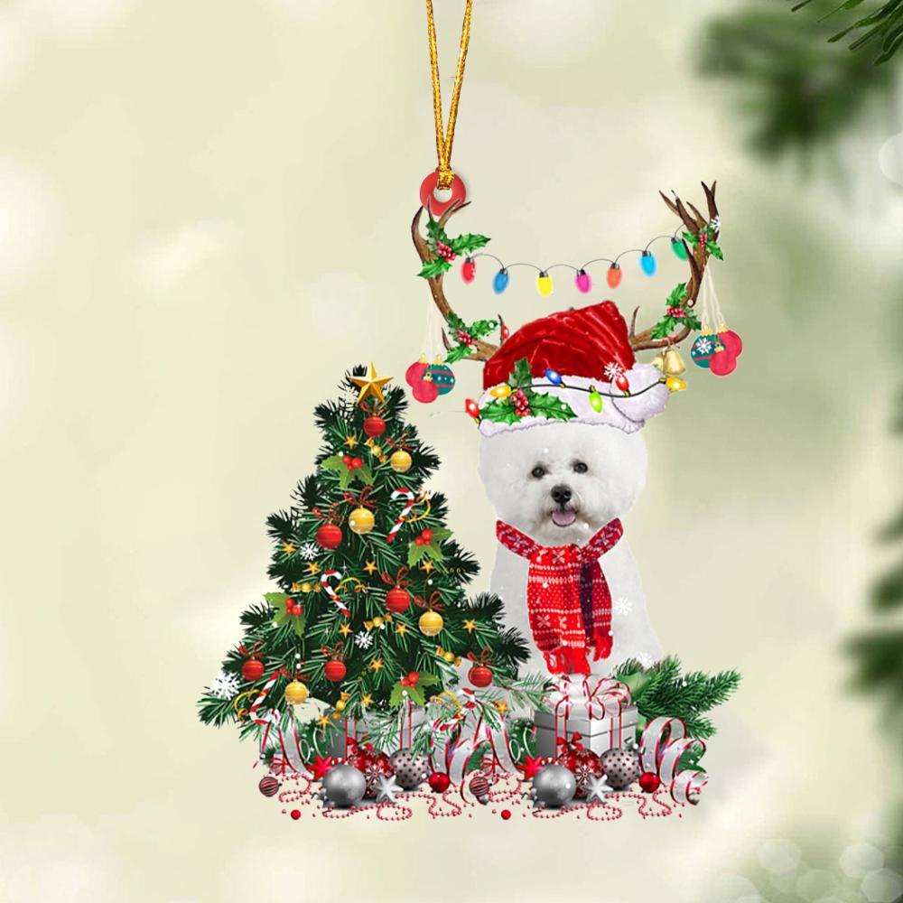 Ornament- WHITE Bichon Frise-Christmas Tree Gift Hanging Ornament, Happy Christmas Ornament, Car Ornament - Best gifts your whole family