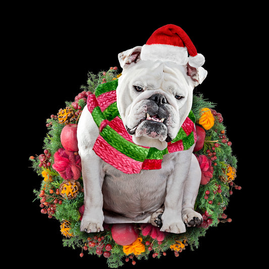 Ornament- White Bulldog Christmas Ornament, Happy Christmas Ornament, Car Ornament - Best gifts your whole family