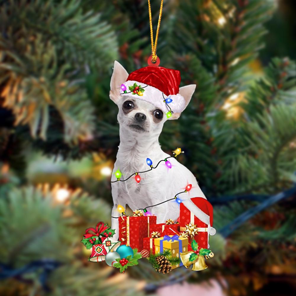 Ornament- WHITE Chihuahua-Dog Be Christmas Tree Hanging Ornament, Happy Christmas Ornament, Car Ornament - Best gifts your whole family