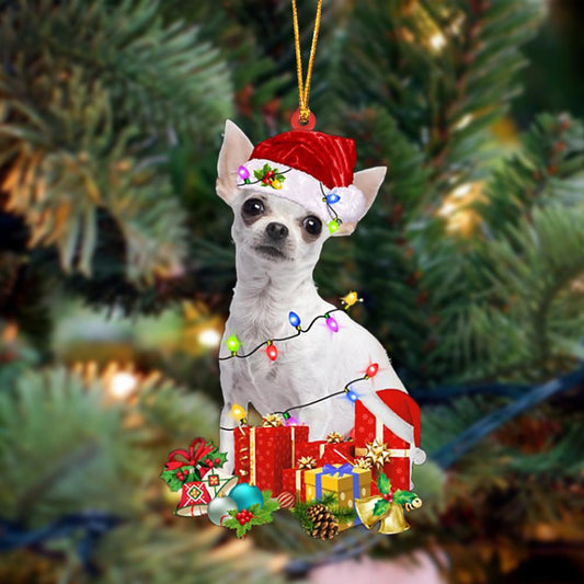 Ornament- WHITE Chihuahua-Dog Be Christmas Tree Hanging Ornament, Happy Christmas Ornament, Car Ornament - Best gifts your whole family