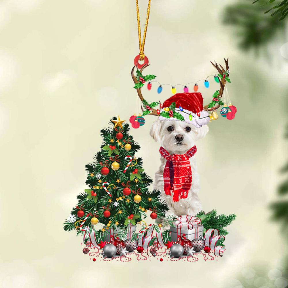 Ornament- WHITE Maltese-Christmas Tree Gift Hanging Ornament, Happy Christmas Ornament, Car Ornament - Best gifts your whole family
