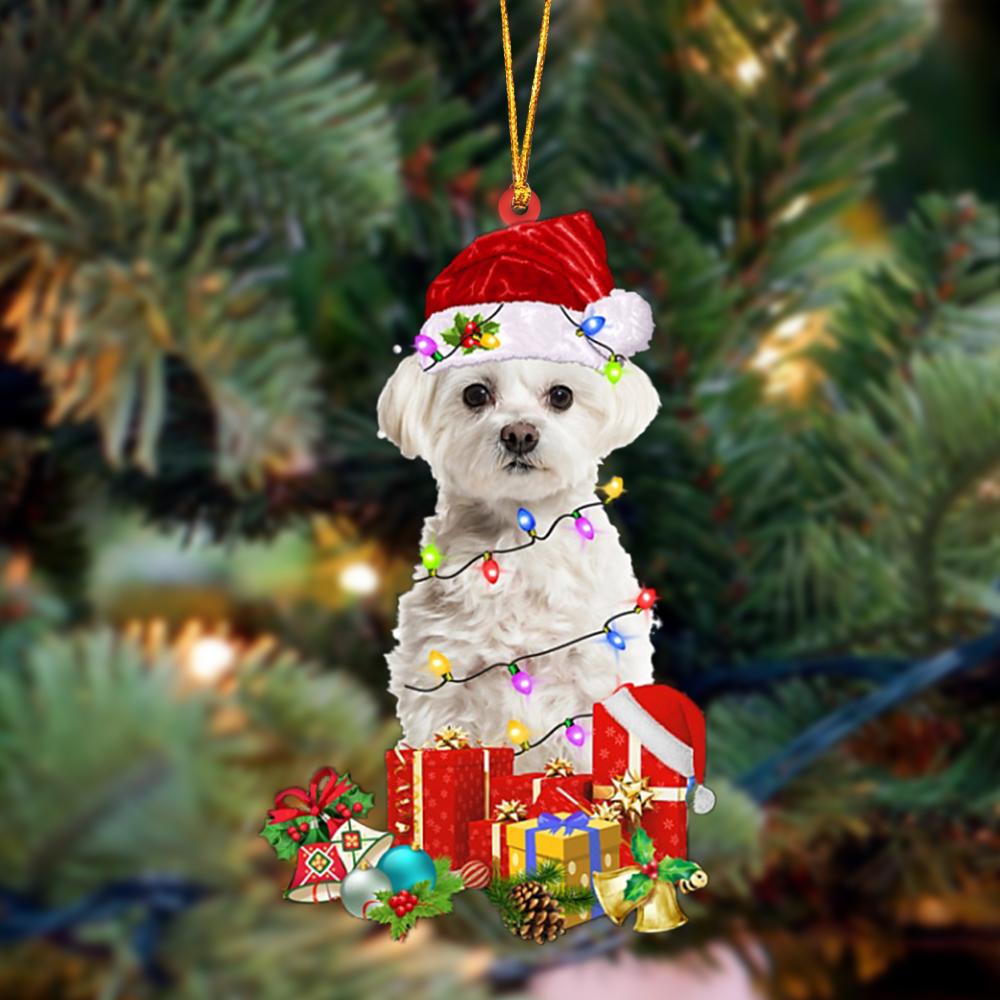 Ornament- WHITE Maltese-Dog Be Christmas Tree Hanging Ornament, Happy Christmas Ornament, Car Ornament - Best gifts your whole family