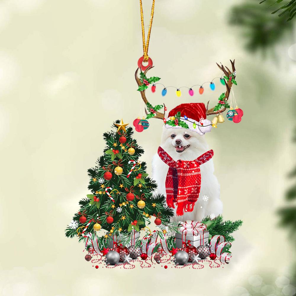 Ornament- WHITE Pomeranian-Christmas Tree Gift Hanging Ornament, Happy Christmas Ornament, Car Ornament - Best gifts your whole family