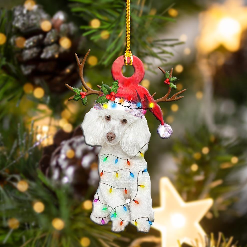 Ornament- White Poodles Christmas Shape Ornament, Happy Christmas Ornament, Car Ornament - Best gifts your whole family