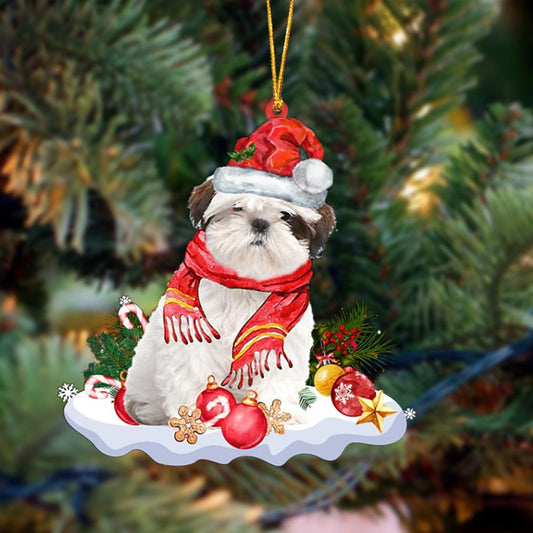 Ornament- WHITE Shih Tzu-Better Christmas Hanging Ornament, Happy Christmas Ornament, Car Ornament - Best gifts your whole family