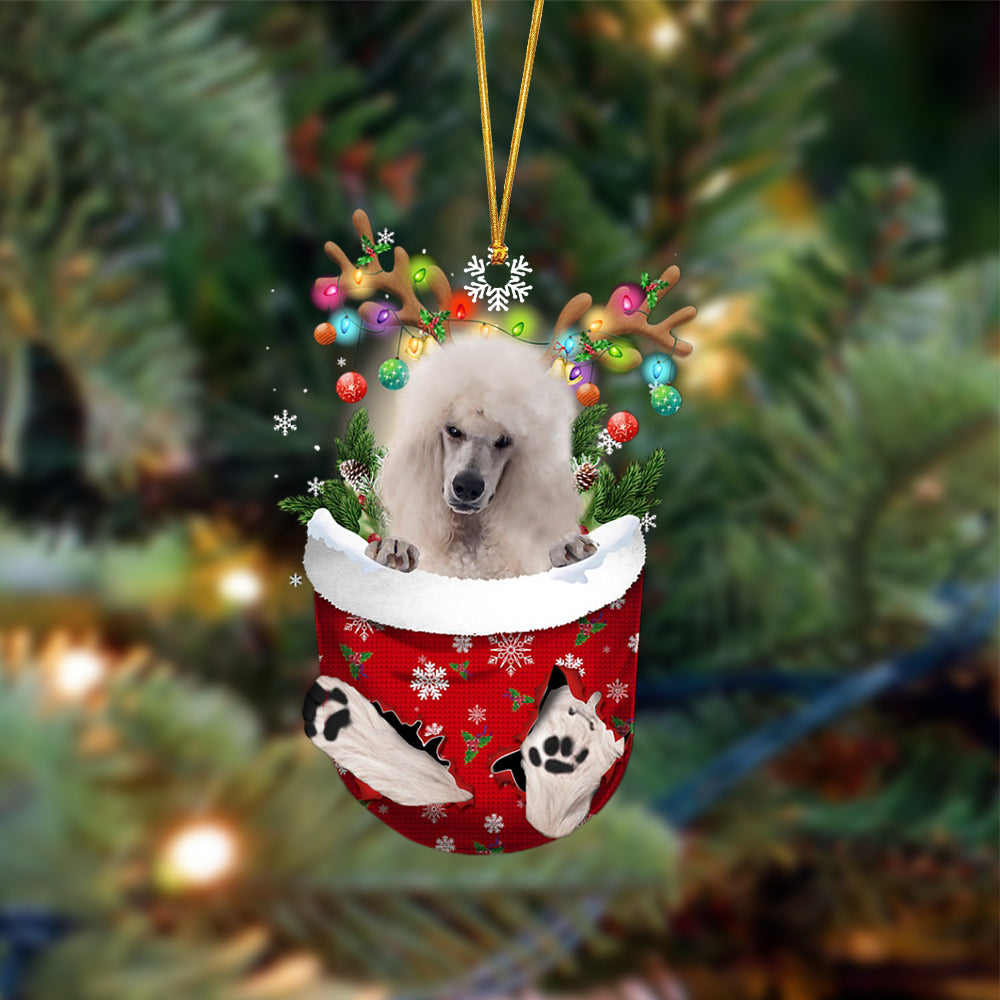 Ornament- WHITE Standard Poodle-In Christmas Pocket Two Sides Ornament, Christmas Ornament, Car Ornament - Best gifts your whole family