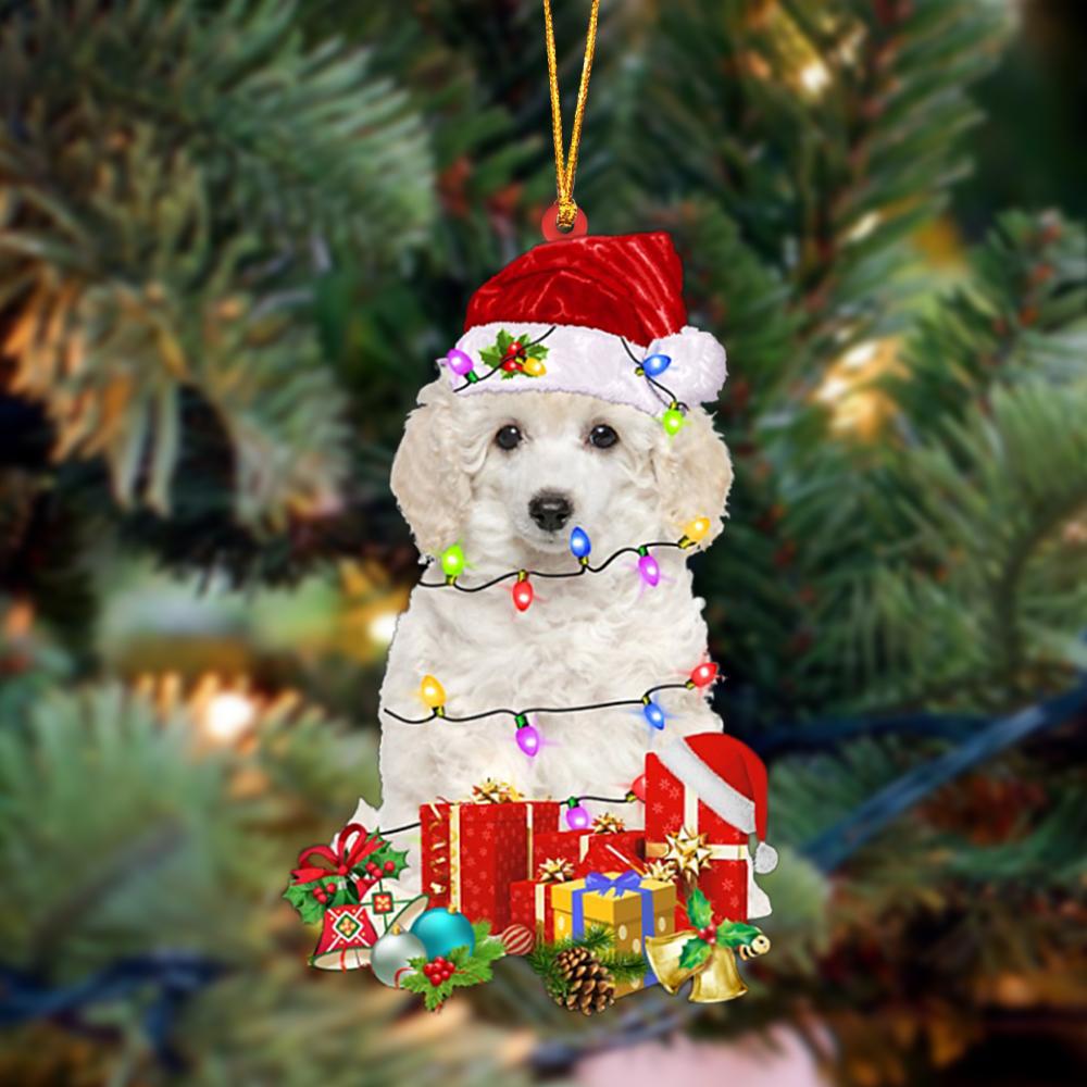 Ornament- WHITE Toy Poodle-Dog Be Christmas Tree Hanging Ornament, Happy Christmas Ornament, Car Ornament - Best gifts your whole family