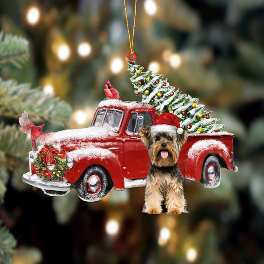 Ornament- Yorkshire Terrier 2-Cardinal & Truck Two Sided Ornament, Happy Christmas Ornament, Car Ornament - Best gifts your whole family