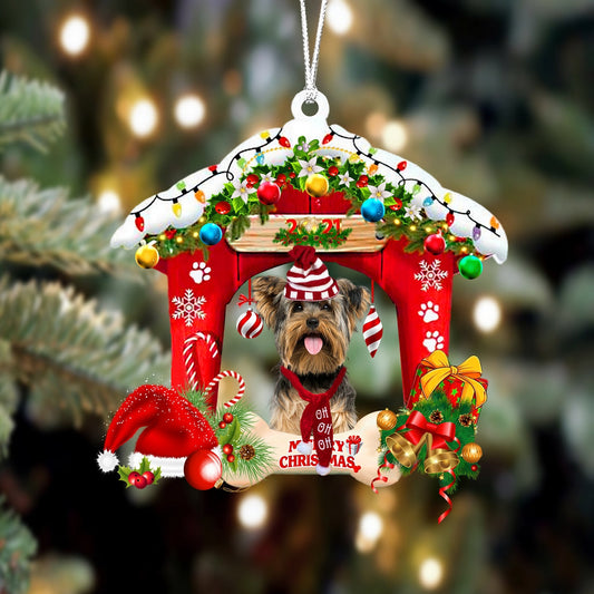 Ornament- Yorkshire Terrier-Christmas House Two Sided Ornament, Happy Christmas Ornament, Car Ornament - Best gifts your whole family