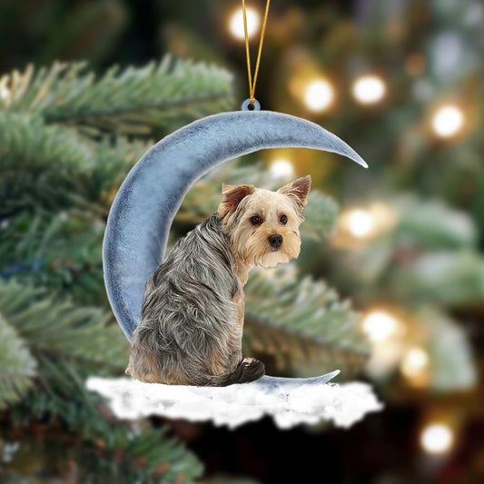Ornament- Yorkshire Terrier Sits On The Moon Hanging Ornament Dog Ornament, Car Ornament, Christmas Ornament - Best gifts your whole family