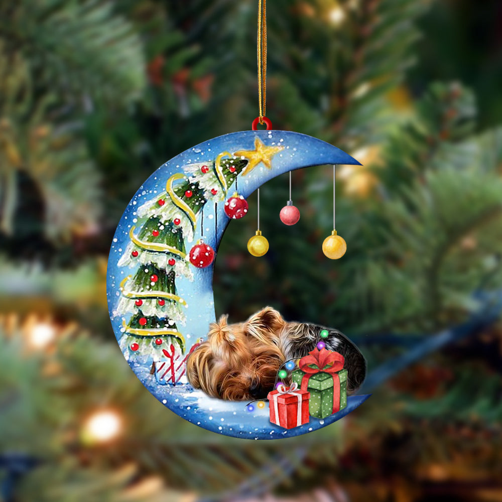 Ornament- Yorkshire Terrier-Sleep On The Moon Christmas Two Sided Ornament, Christmas Ornament, Car Ornament - Best gifts your whole family