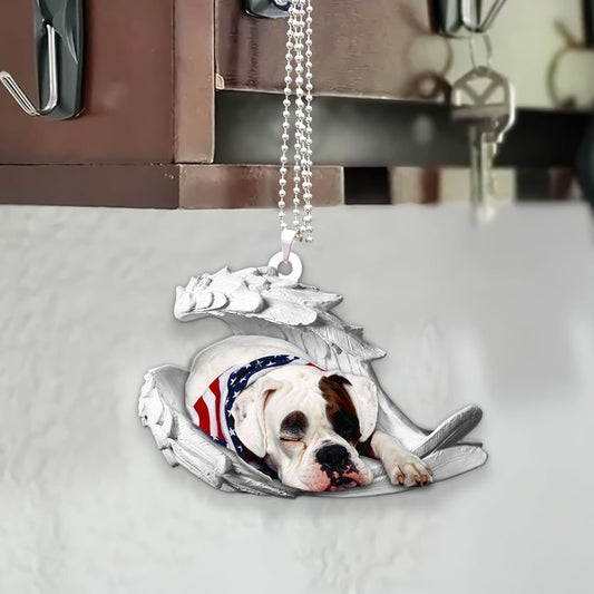 Ornaments- American Bulldog- Sleeping Angel-Two Sided Ornament, Dog Ornaments, Car Ornament - Best gifts your whole family