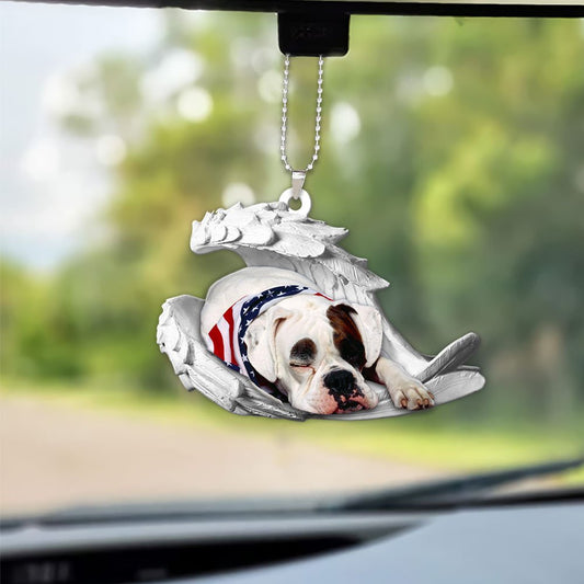 Ornaments- American Bulldog- Sleeping Angel-Two Sided Ornament, Dog Ornaments, Car Ornament - Best gifts your whole family