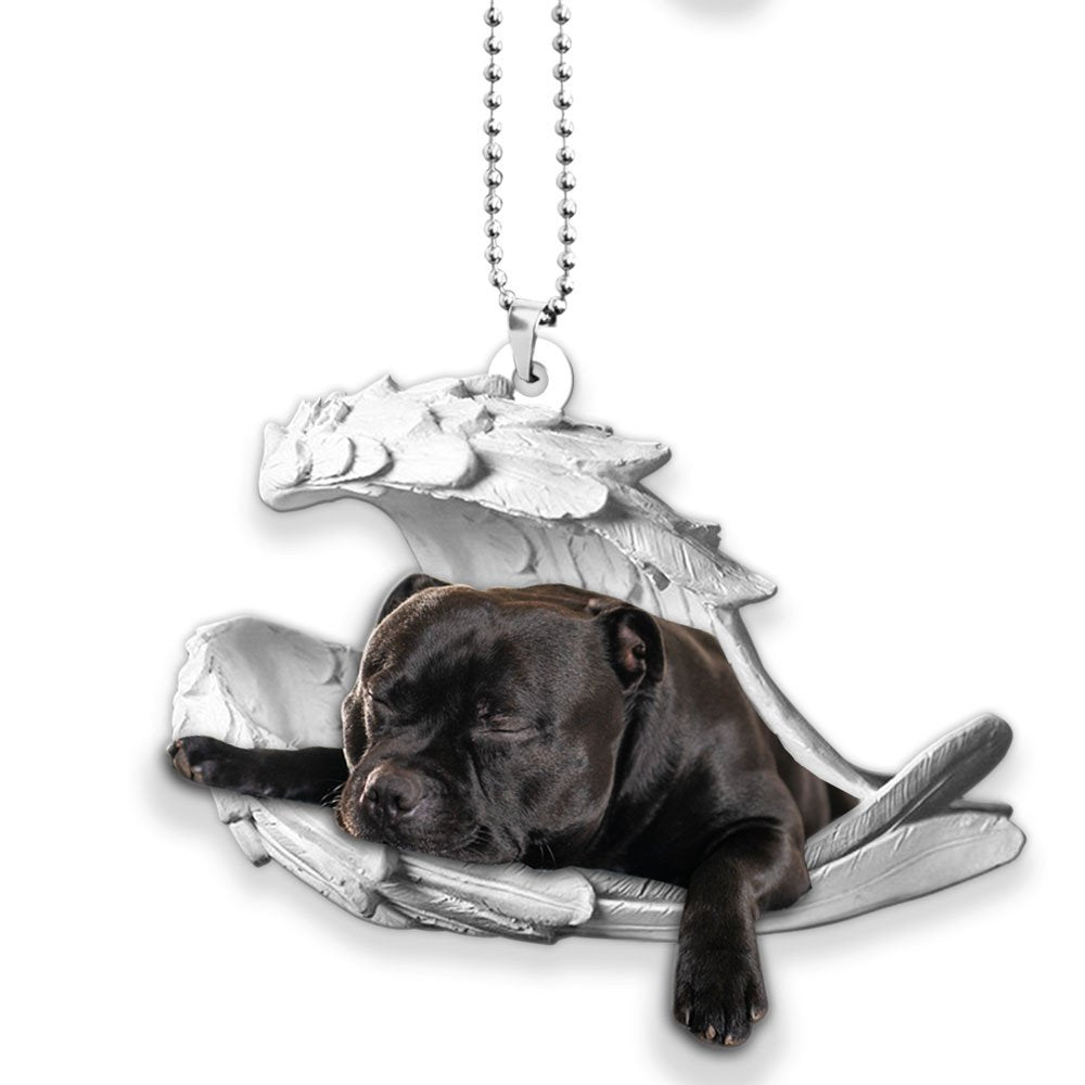 Ornaments- American Staffordshire Terrier- Sleeping Angel-Two Sided Ornament, Dog Ornaments, Car Ornament - Best gifts your whole family