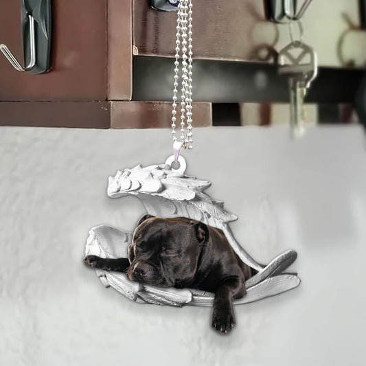 Ornaments- American Staffordshire Terrier- Sleeping Angel-Two Sided Ornament, Dog Ornaments, Car Ornament - Best gifts your whole family