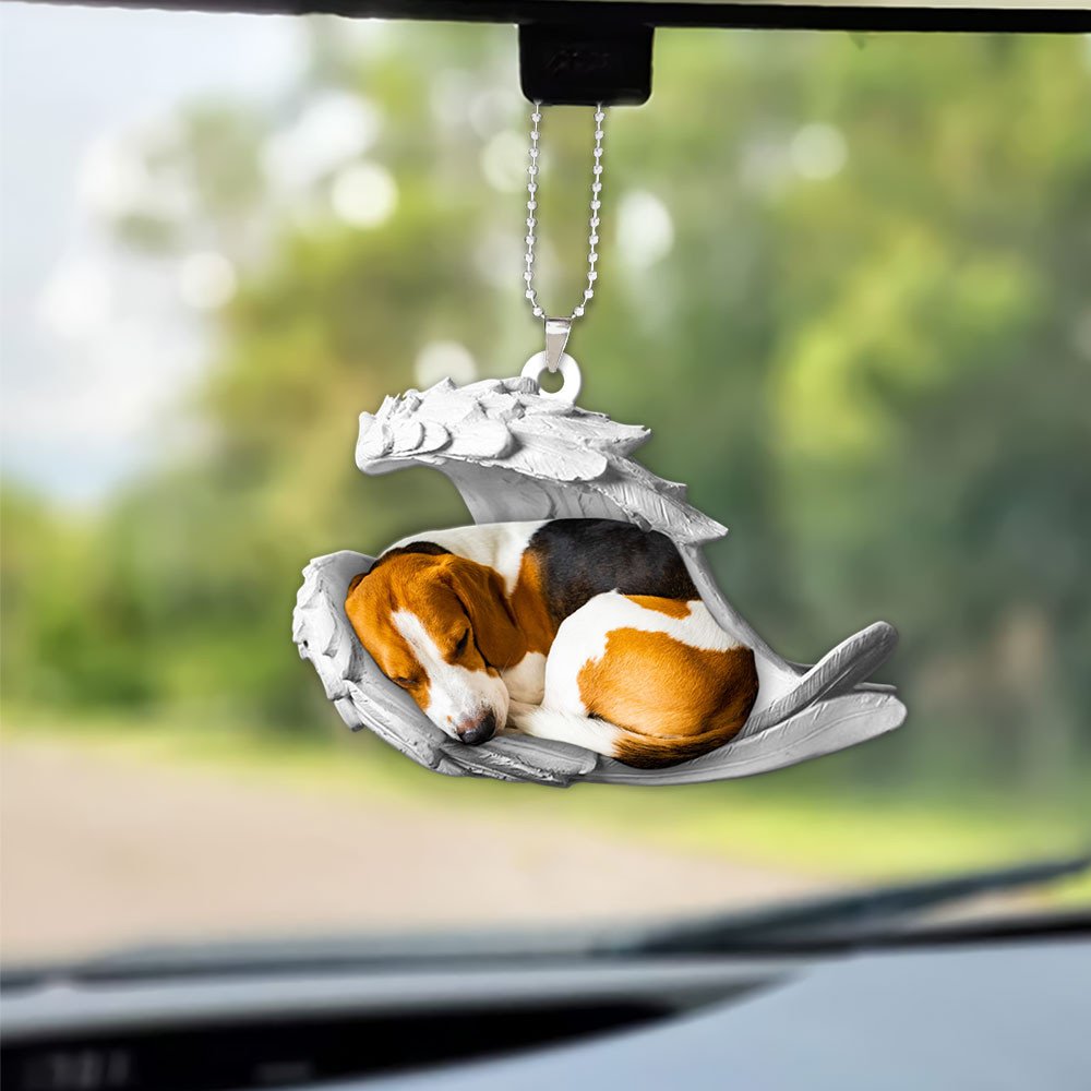 Ornaments- Beagle- Sleeping Angel-Two Sided Ornament, Dog Ornaments, Car Ornament - Best gifts your whole family