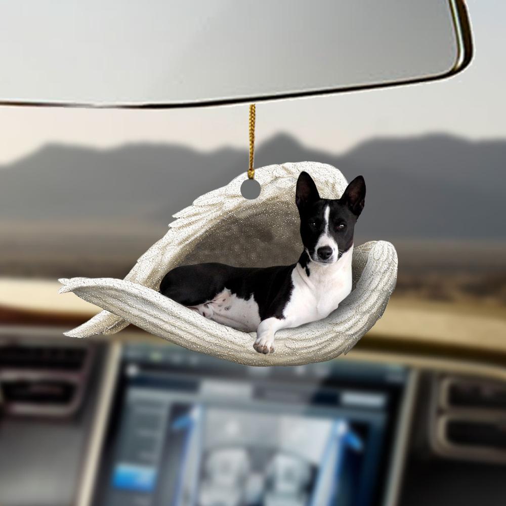 Ornaments- Black white basenji sleeping angel dog lover ornament, Dog Ornaments, Car Ornament - Best gifts your whole family
