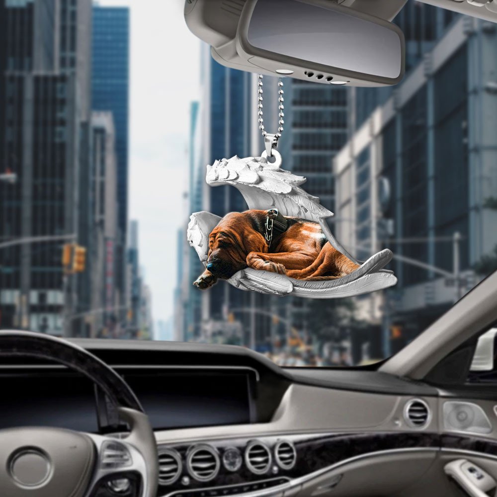 Ornaments- Bloodhound- Sleeping Angel-Two Sided Ornament, Dog Ornaments, Car Ornament - Best gifts your whole family