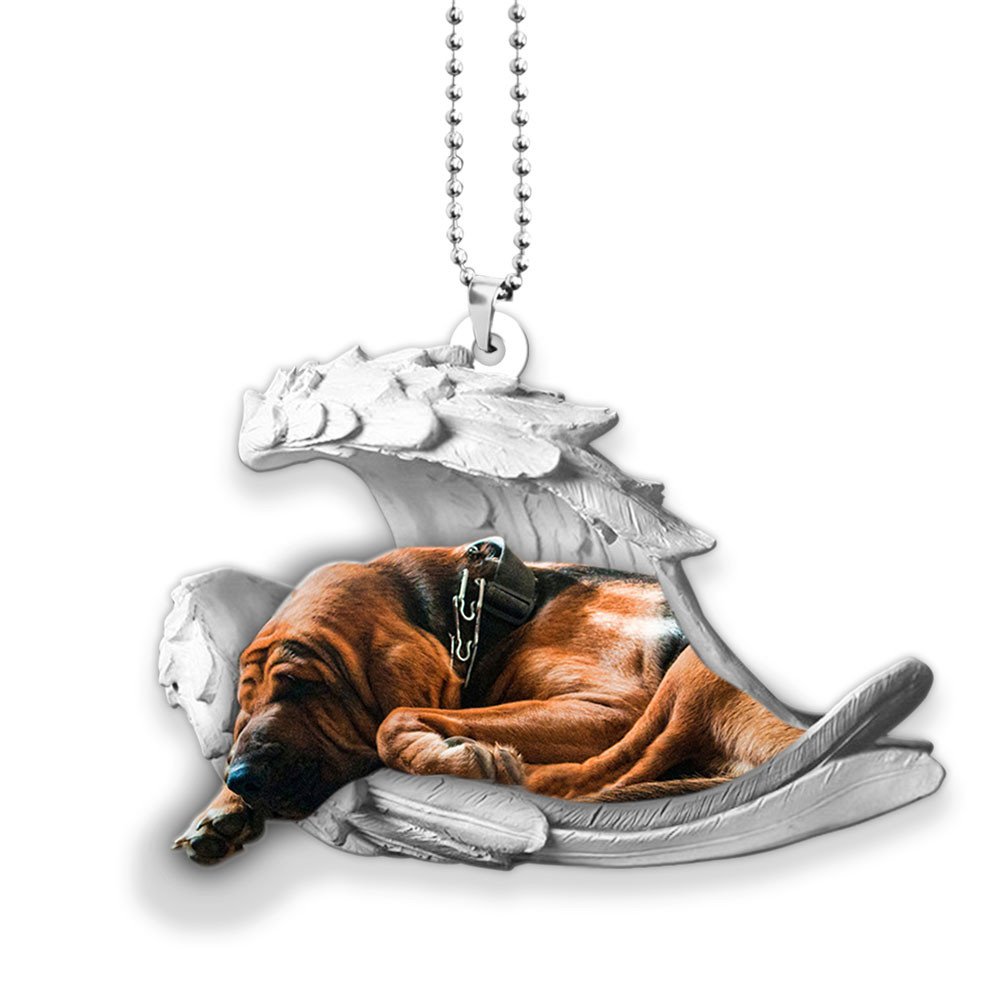 Ornaments- Bloodhound- Sleeping Angel-Two Sided Ornament, Dog Ornaments, Car Ornament - Best gifts your whole family
