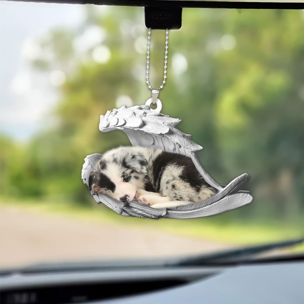 Ornaments- Border Collie- Sleeping Angel-Two Sided Ornament, Dog Ornaments, Car Ornament - Best gifts your whole family