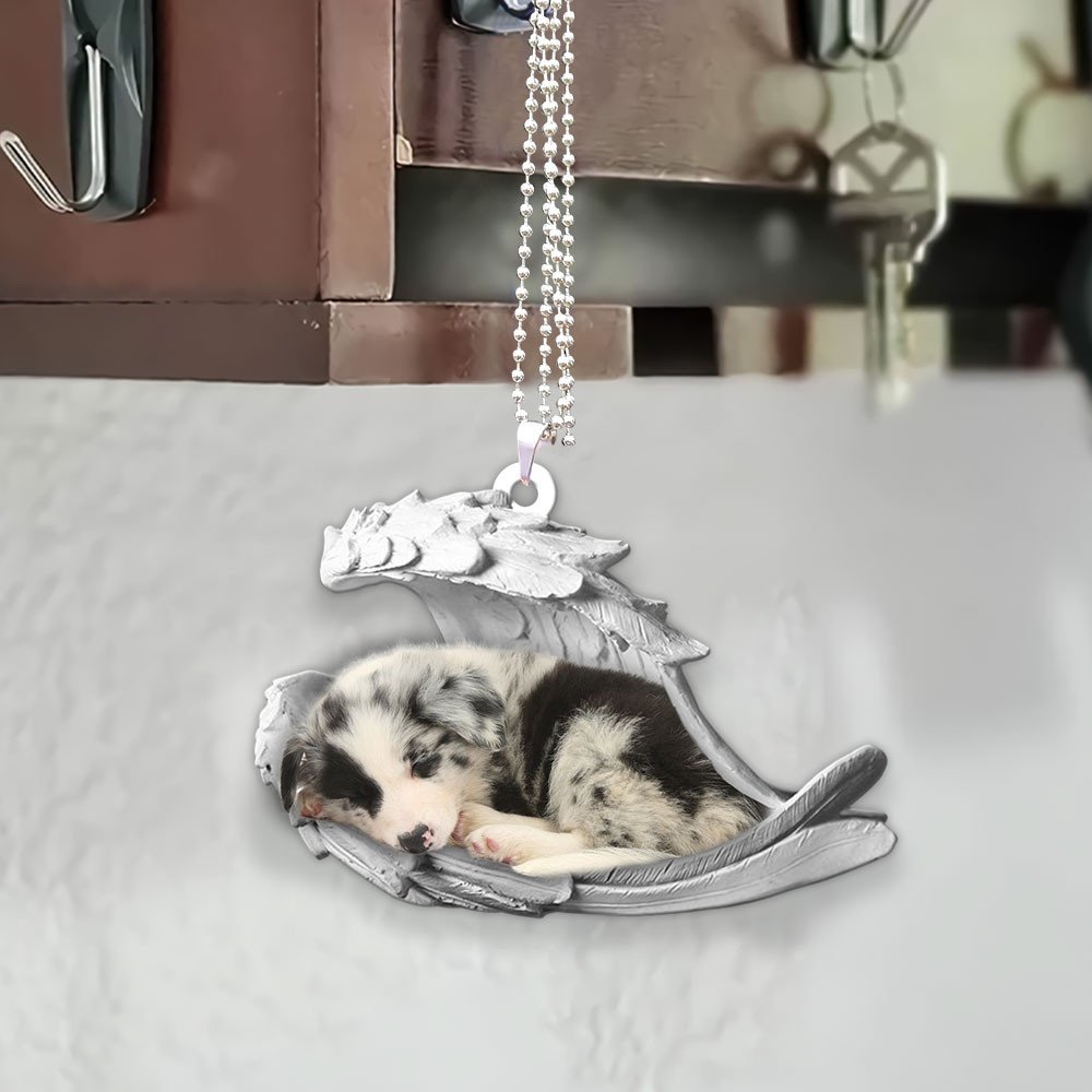 Ornaments- Border Collie- Sleeping Angel-Two Sided Ornament, Dog Ornaments, Car Ornament - Best gifts your whole family