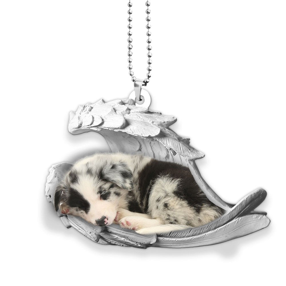 Ornaments- Border Collie- Sleeping Angel-Two Sided Ornament, Dog Ornaments, Car Ornament - Best gifts your whole family