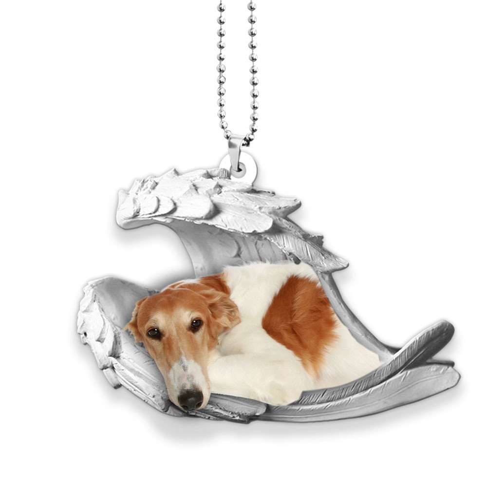 Ornaments- Borzoi- Sleeping Angel-Two Sided Ornament, Dog Ornaments, Car Ornament - Best gifts your whole family